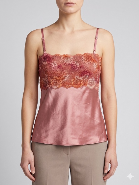 Banana Republic Tops - Banana Republic Pink Silk Lace Trim Cami Tank Top Adjustable Straps Size Medium